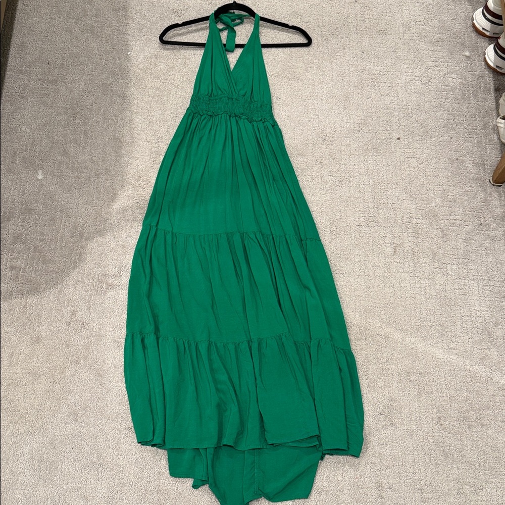 Amazon Green High Low Halter Dress